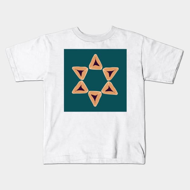 Teal Hamantaschen Star Kids T-Shirt by TillaCrowne